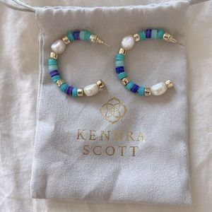 Kendra Scott Rachel Baroque Pearl & Variegated Cord Hoop Earrings